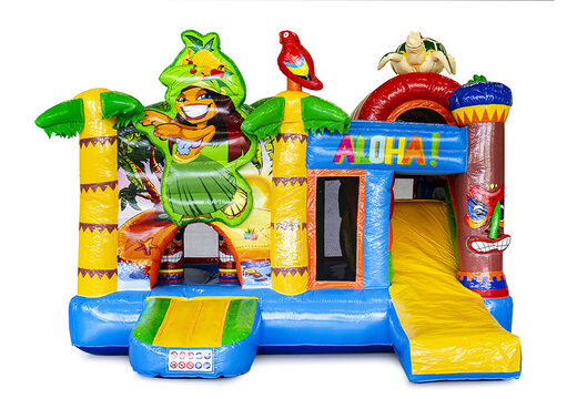 Medium opblaasbare multiplay springkasteel in hawaii thema te bestellen voor kinderen. Bestel opblaasbare springkastelen online at JB Inflatables Nederland