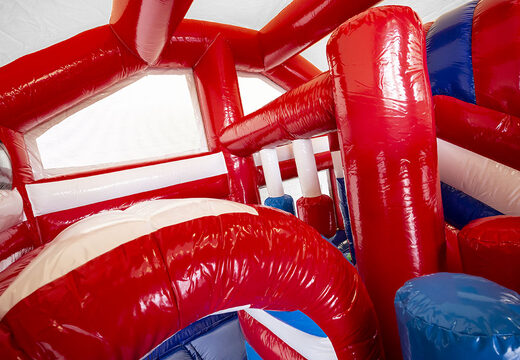 Multiplay springkasteel met slide in thema brandweer bestellen voor kinderen. Koop opblaasbare springkastelen online bij JB Inflatables Nederland
