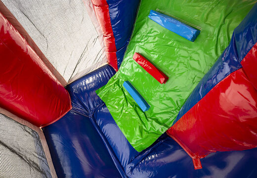 Bestel middelmatig opblaasbare multiplay luchtkussen in brandweer thema met glijbaan voor kinderen. Koop opblaasbare luchtkussens online bij JB Inflatables Nederland