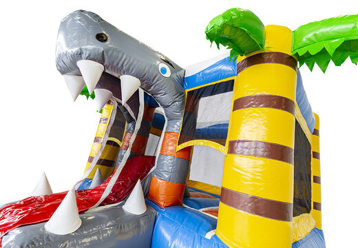 Klein multiplay opblaasbare springkussen in haai thema met glijbaan te koop voor kinderen. Koop opblaasbare springkussens bij JB Inflatables Nederland
