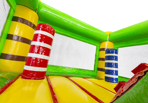 Klein multiplay opblaasbaar luchtkussen met glijbaan in thema krokodil voor kinderen kopen. Bestel opblaasbare luchtkussens online bij JB Inflatables Nederland