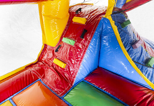 Multiplay superblocks springkasteel met een glijbaan en met binnenin 3D objecten  bestellen voor kids. Koop opblaasbare springkastelen online bij JB Inflatables Nederland