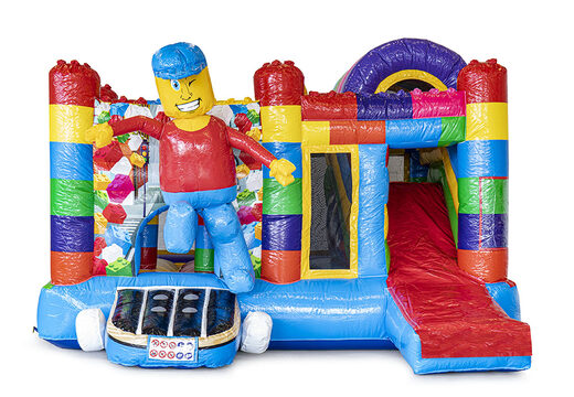 Springkussen in thema lego met een glijbaan kopen voor kinderen. Bestel opblaasbare springkussens online bij JB Inflatables Nederland