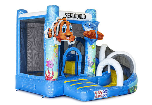 Koop mini opblaasbare multiplay springkasteel in nemo thema met glijbaan voor kinderen. Bestel opblaasbare springkastelen online bij JB Inflatables Nederland