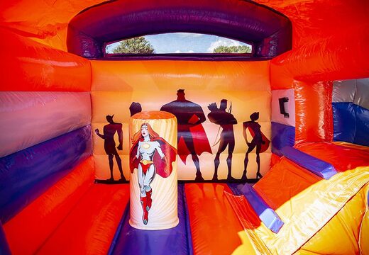 Klein overdekt multifun springkussen kopen in thema superhelden voor kinderen. Koop springkussens online bij JB Inflatables Nederland