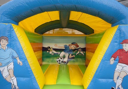 Klein overdekt springkussen voor kinderen te koop in voetbal thema. Koop springkussens online bij JB Inflatables Nederland