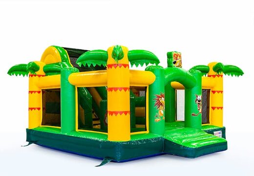 Opblaasbaas slidebox springkussen in Jungle thema met een glijbaan kopen voor kinderen. Bestel springkussens online bij JB Inflatables Nederland