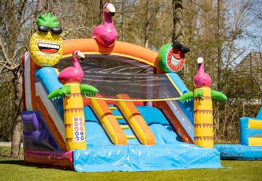 Splashy slide flamingo springkussen kopen bij JB Inflatables bij JB Inflatables Nederland. Bestel springkussens online bij JB Inflatables Nederland