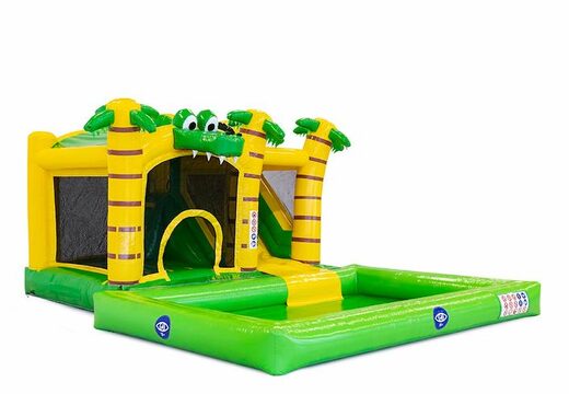 Overdekt opblaasbaar multiplay luchtkussen bestellen in thema krokodil voor kids bij JB Inflatables Nederland. Koop luchtkussen online bij JB Inflatables Nederland