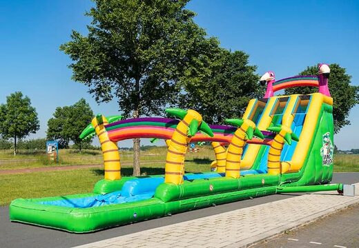 Koop Drop & Slide Jungle springkasteel met dubbele glijbaan voor kinderen. Bestel springkastelen online bij JB Inflatables Nederland