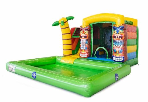 Koop opblaasbaar multiplay springkasteel in thema Hawaï met of zonder bad voor kinderen bij JB Inflatables Nederland. Bestel springkastelen online bij JB Inflatables Nederland