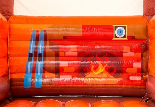 Standaard Skihut winterworld springkastelen met een 3D schoorsteen bovenop voor kinderen. Bestel springkastelen online bij JB Inflatables  Nederland