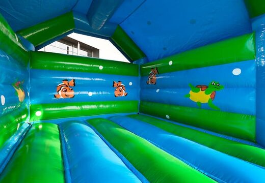 Koop standaard springkastelen met een 3D object van een schilpad aan de bovenkant voor kinderen. Bestel springkastelen online bij JB Inflatables Nederland