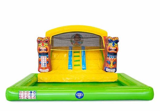 Overdekt opblaasbaar multiplay springkasteel bestellen in thema Hawaï voor kids bij JB Inflatables Nederland. Koop springkastelen online bij JB Inflatables Nederland