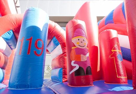 Springkasteel in thema brandweer auto met een glijbaan kopen voor kinderen. Bestel opblaasbare springkastelen online bij JB Inflatables Nederland