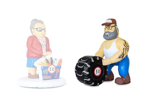 Abraham trucker met band in zijn hand en hemdje aan kopen als blikvanger voor verjaardagen