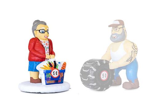 Opblaasbare Sarah met boodschappen in de hand kopen voor verjaardagen als blikvanger