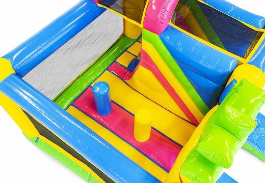 Bestel opblaasbaar springkasteel met glijbaan in hawaii thema voor kinderen