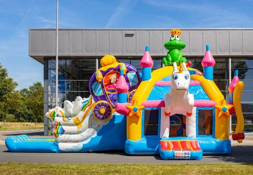 Opblaasbaar multiplay super springkasteel in unicorn stijl met heel veel kleuren te koop voor kinderen