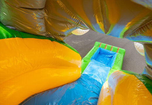 Inflatable multiplay groot springkasteel met glijbaan in jungle thema te koop voor kinderen