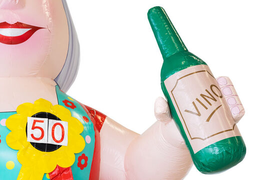 Opblaasbare Sarah pop met stok en wijnfles kopen