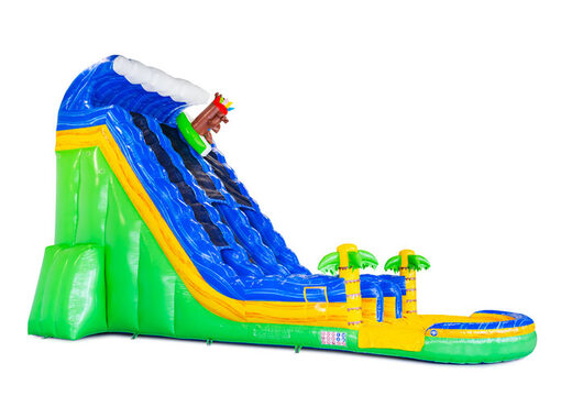 Opblaasbare waterglijbaan Waterslide D22 Hawai met tropisch thema bestellen