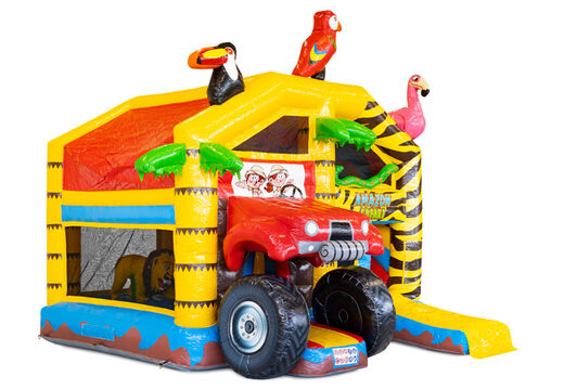 Opblaasbare multiplay springkussen met dak in amazon safari thema kopen voor kinderen