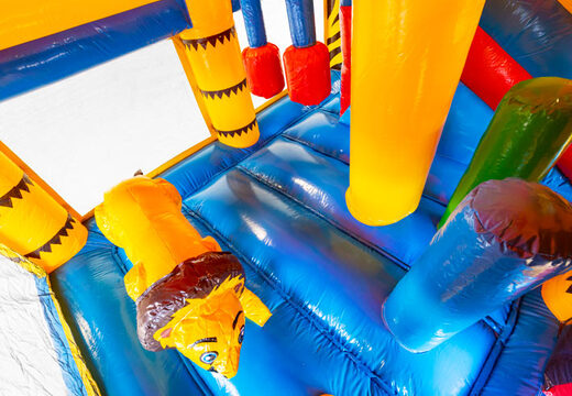 Inflatable springkussen met glijbaan en dak in amazon safari thema te koop voor kinderen