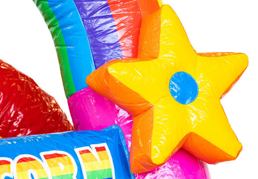 Bestel opblaasbare Mini Multiplay springkasteel in thema Unicorn voor kinderen. Opblaasbare springkastelen kopen bij JB Inflatables Nederland