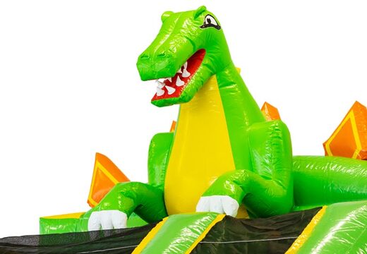 Mega dino op springkasteel met groene kleur