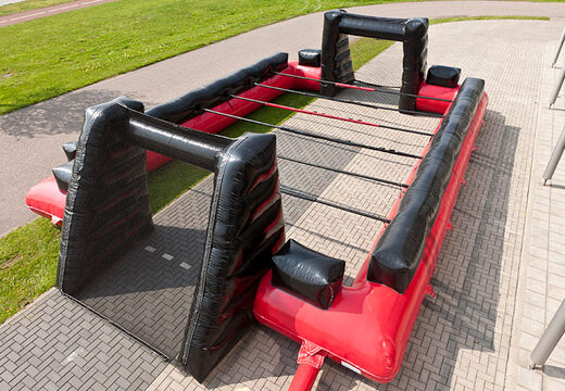 Sportieve opblaasbare zwart rode tafelvoetbal met unieke boarding kopen.