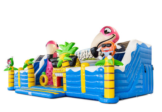 Zijkant blauw springkussen glijden online bestellen