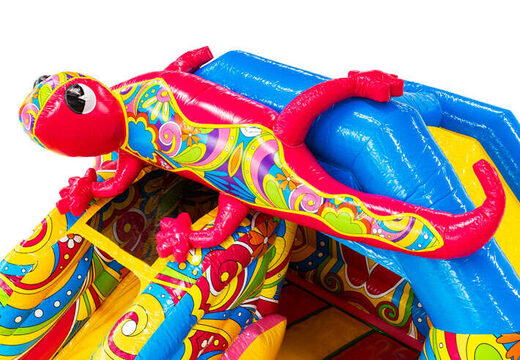 Grote roze salamander op Slidecombo springkussen te koop bij JB