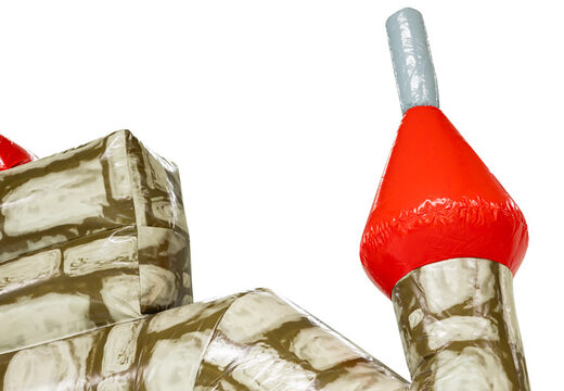 Rood torentje op standaard springkasteel Grey Brick van JB in Meppel