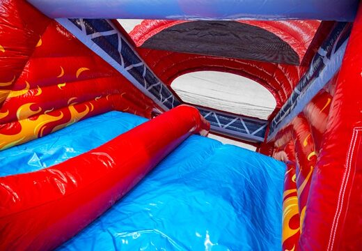 Glijbaan blauw rood van springkussen Multiplay dubbelslide kopen bij JB